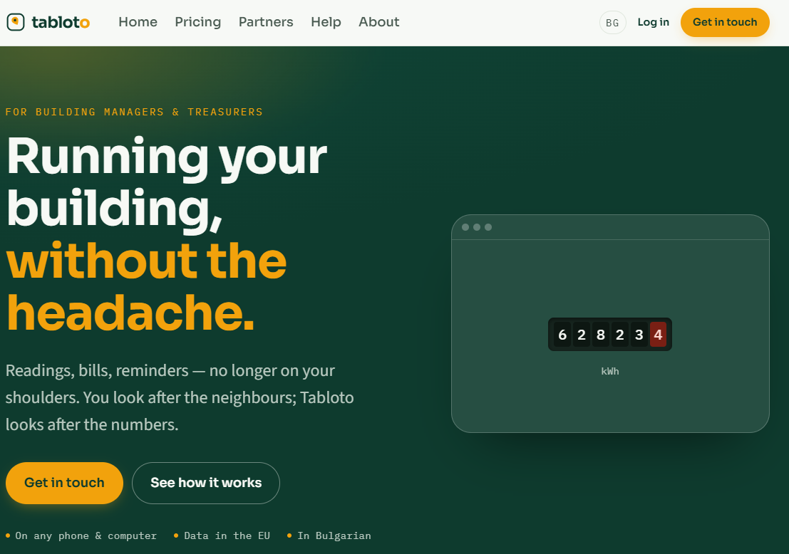 Tabloto landing page